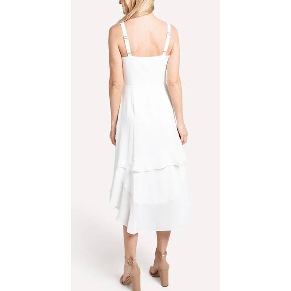 Parker Santana Ivory Summer Ruffle Sleeveless Dress $328 NWT Pearl Sold Out XS - Picture 2 of 12